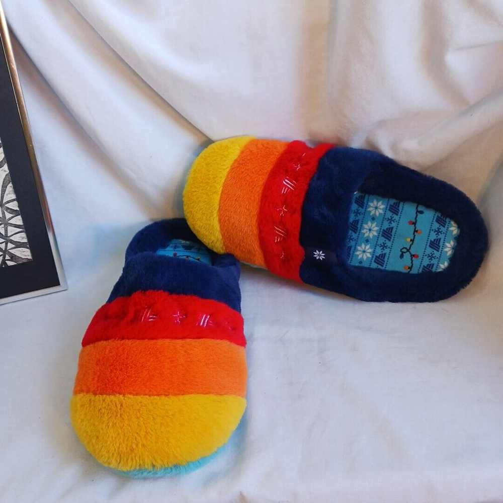 Men's Aldi Gear Multi Color Stripe Slippers Size 13 - Limited Edition RAINBOW